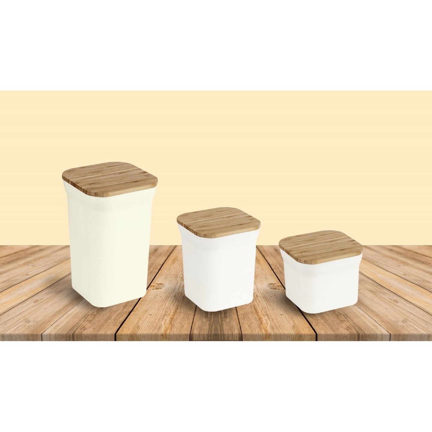 SET 3 BAMBOO JARS - S+M+L