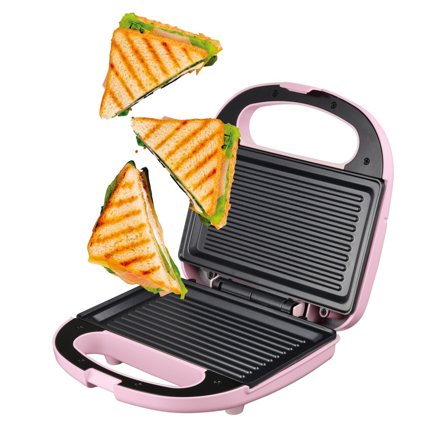Sandwichera Sweet rosa 750W con placas antiadherentes | JOCCA