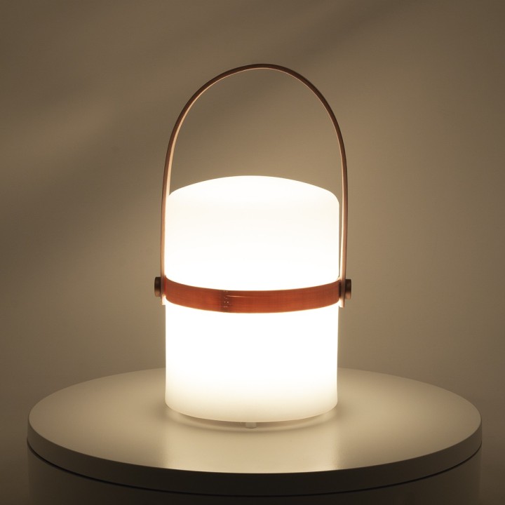 LAMPADA LED DA TAVOLO PORTATIL CON MANICO DI BAMBÙ
