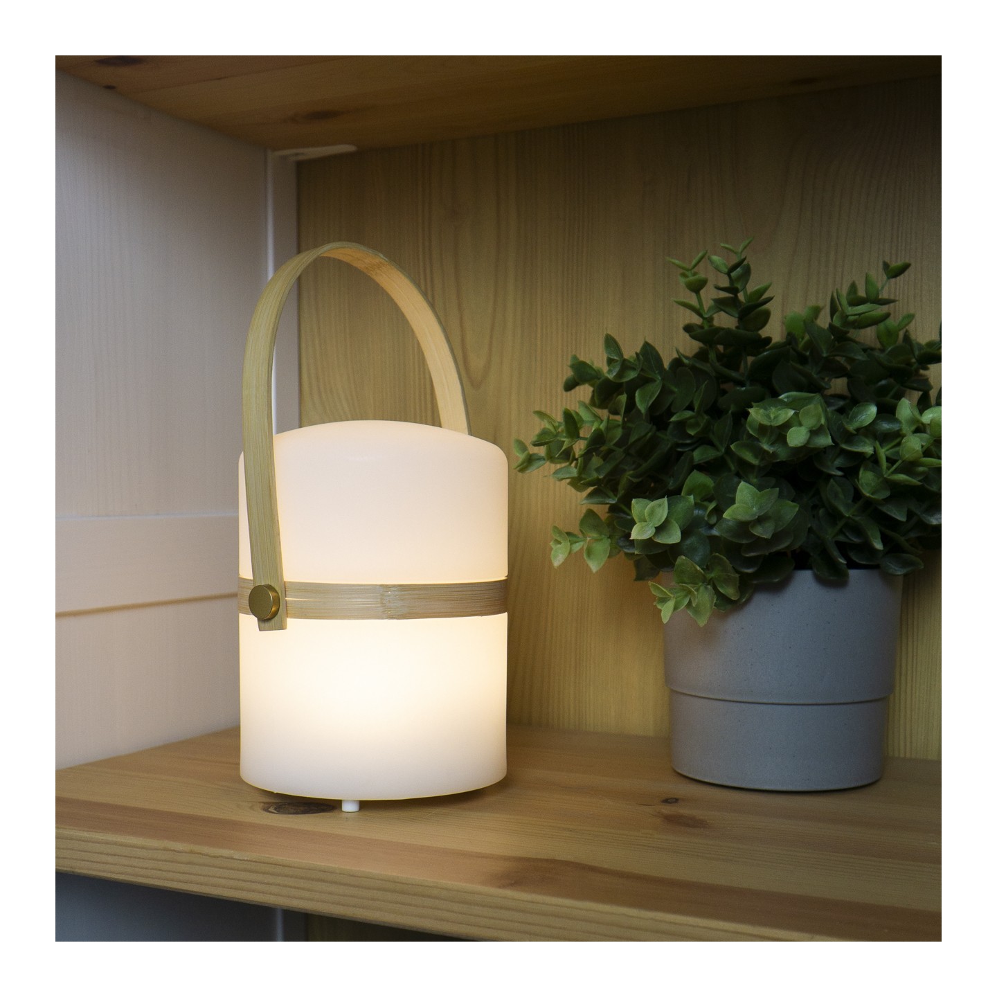 LAMPADA LED DA TAVOLO PORTATIL CON MANICO DI BAMBÙ