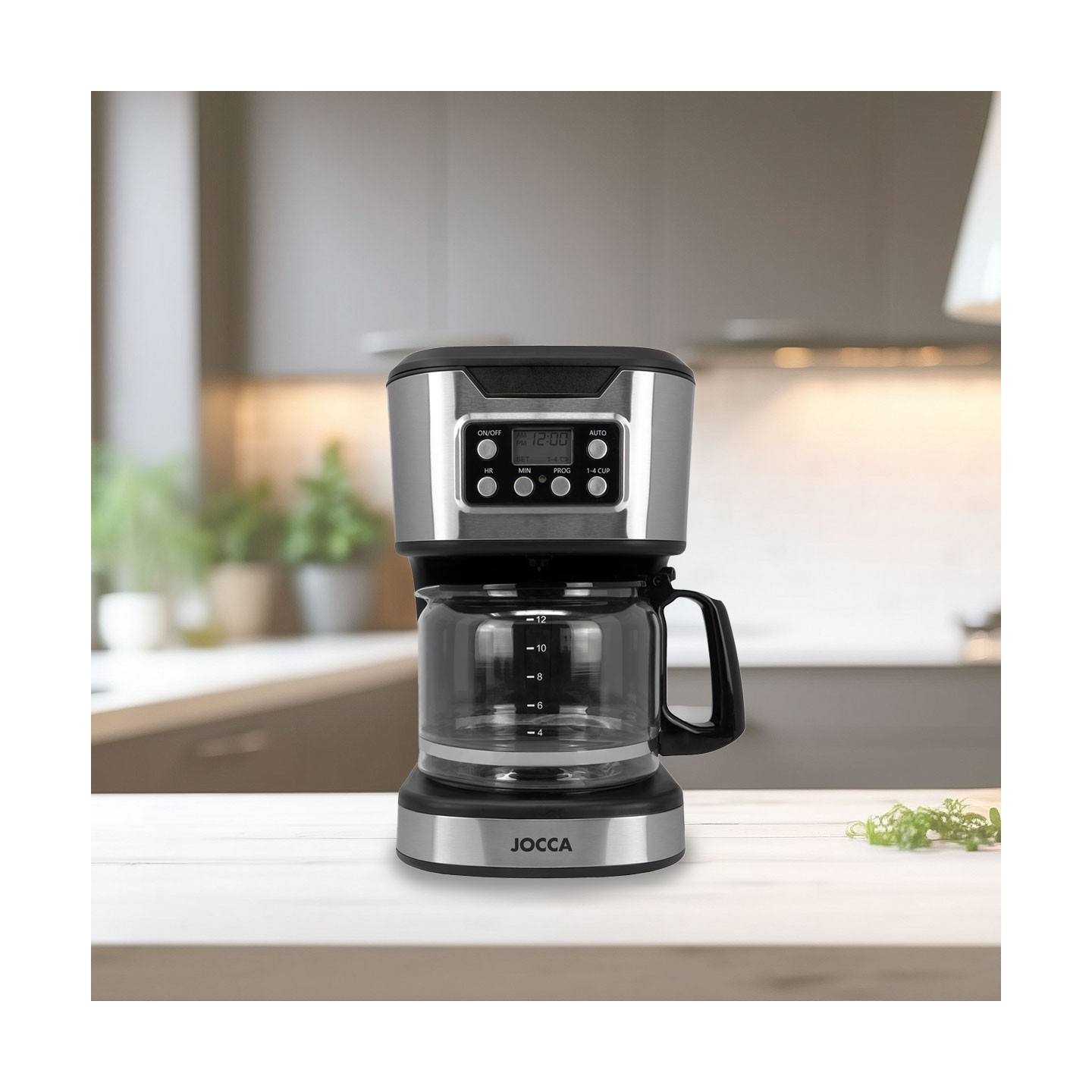 Máquina de café de gotejamento digital 1500ml com jarro de vidro e temporizador | Jocca