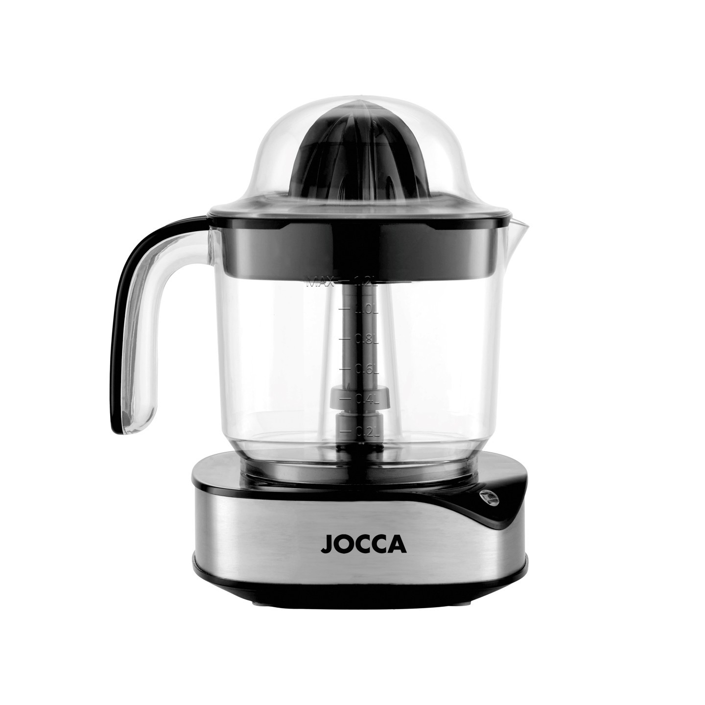Exprimidor eléctrico negro 40W con jarra 1,2L y rotación bidireccional | JOCCA