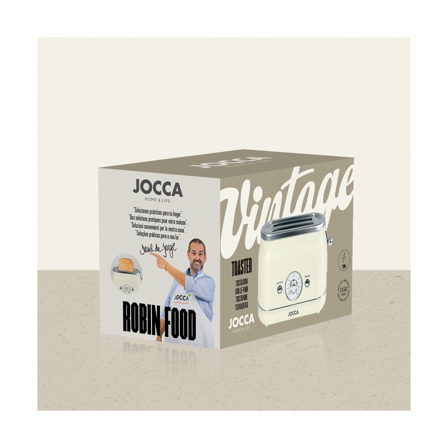 Torradeira de creme vintage 2 fatias com funções 3 em 1 700W | Jocca