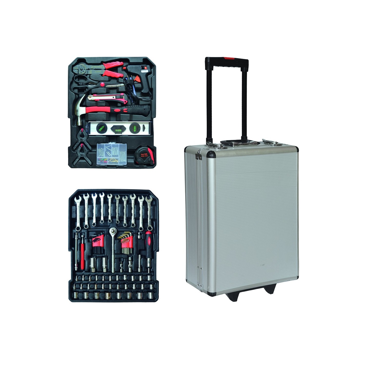 Tool case with 399-piece wheels