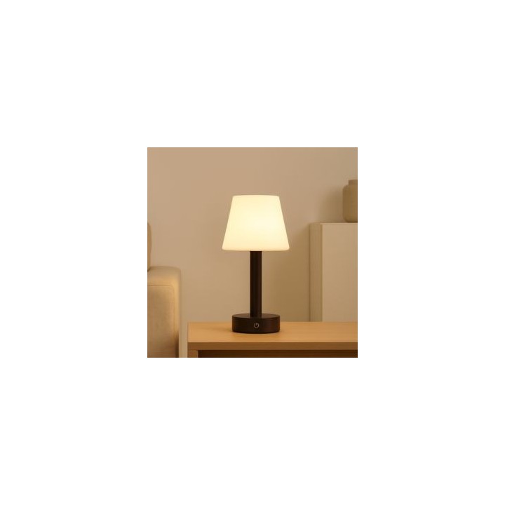 LED-LEUCHTEN Tischleuchte wiederaufladbar Dunkles Holz 3 Töne