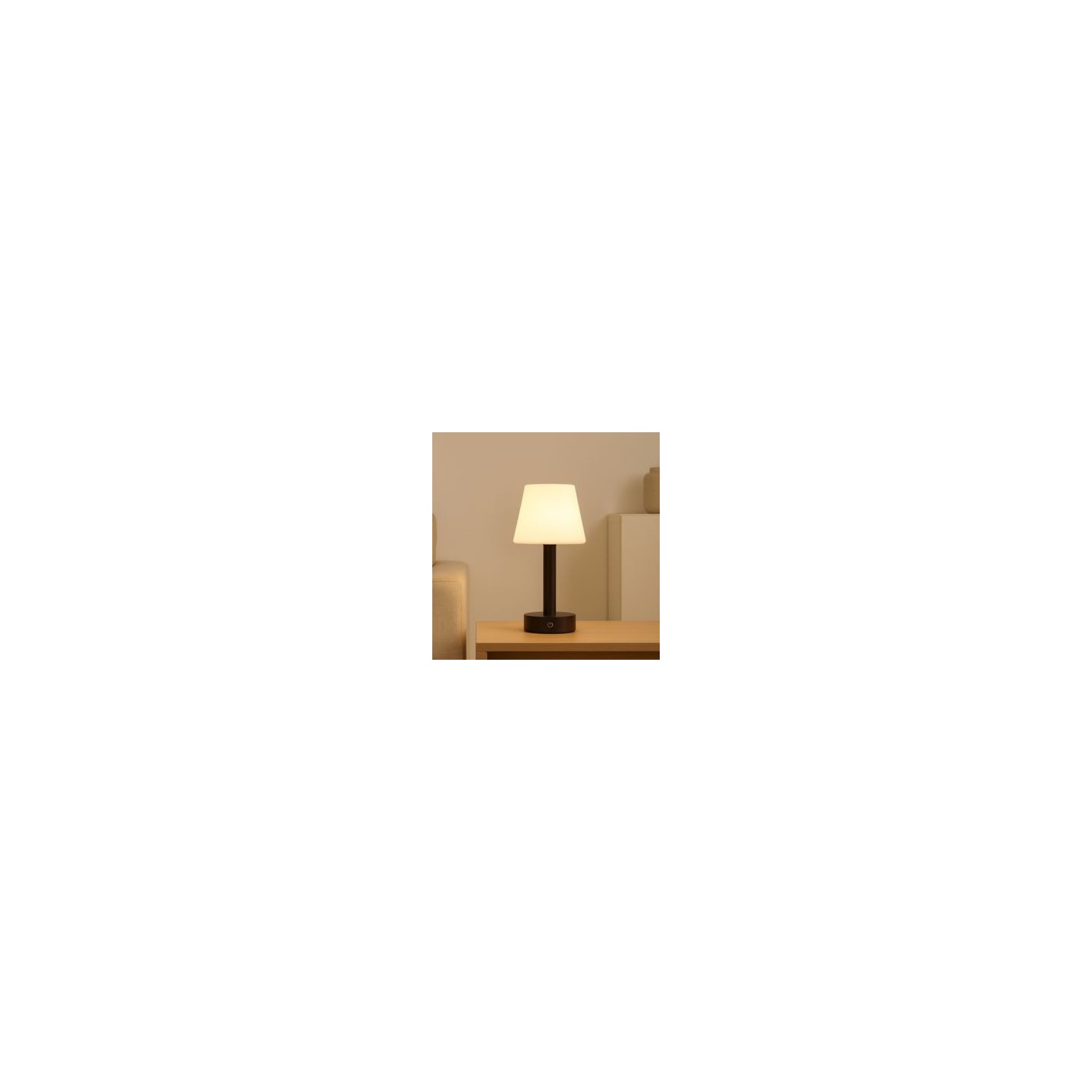 LAMPARA DE MESA LED RECARGABLE MADERA OSCURA 3 TONOS
