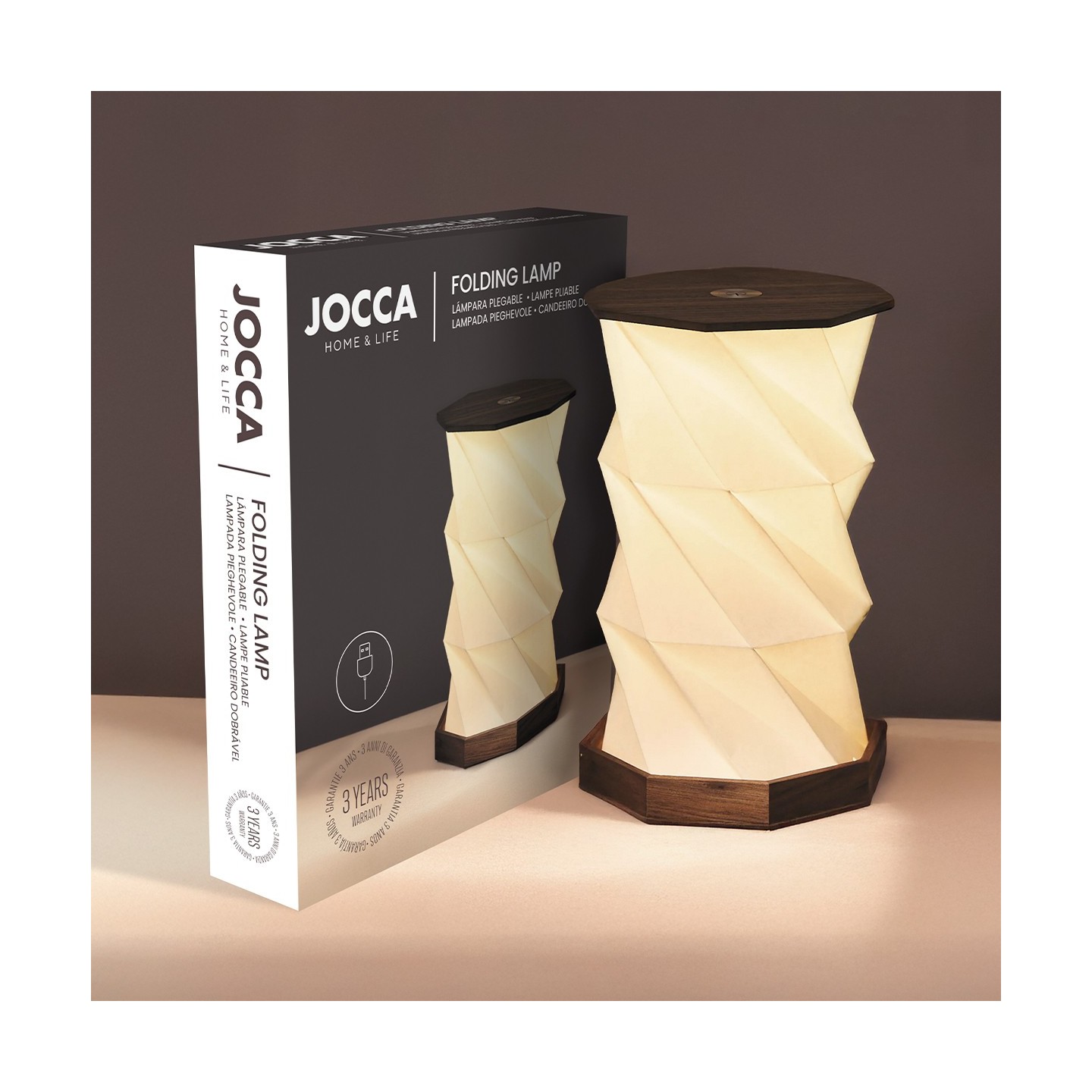Faltbare LED Lampe mit einstellbarem Licht und Origami-Design
