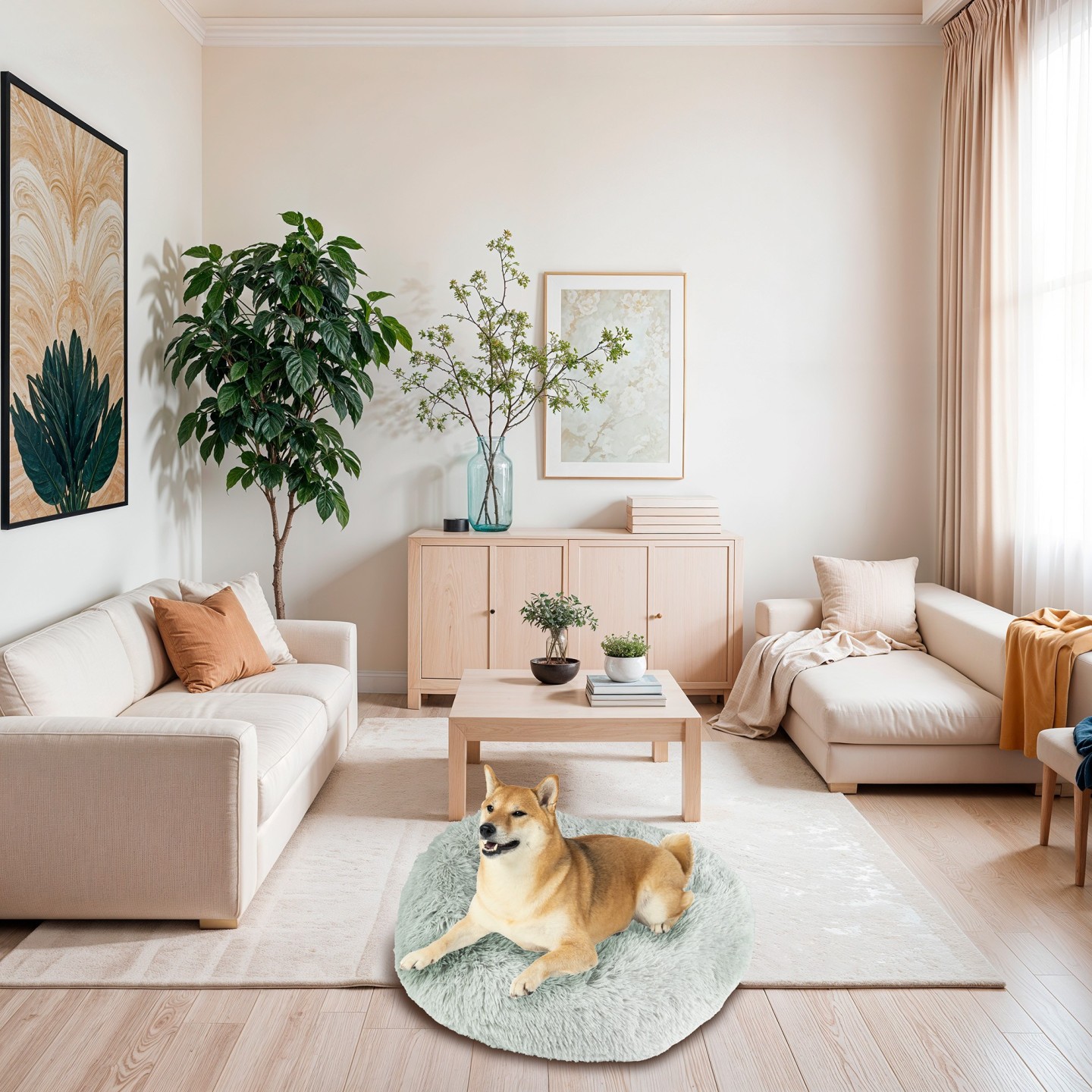 Cama de cabelo redonda jocca para animais de estimação