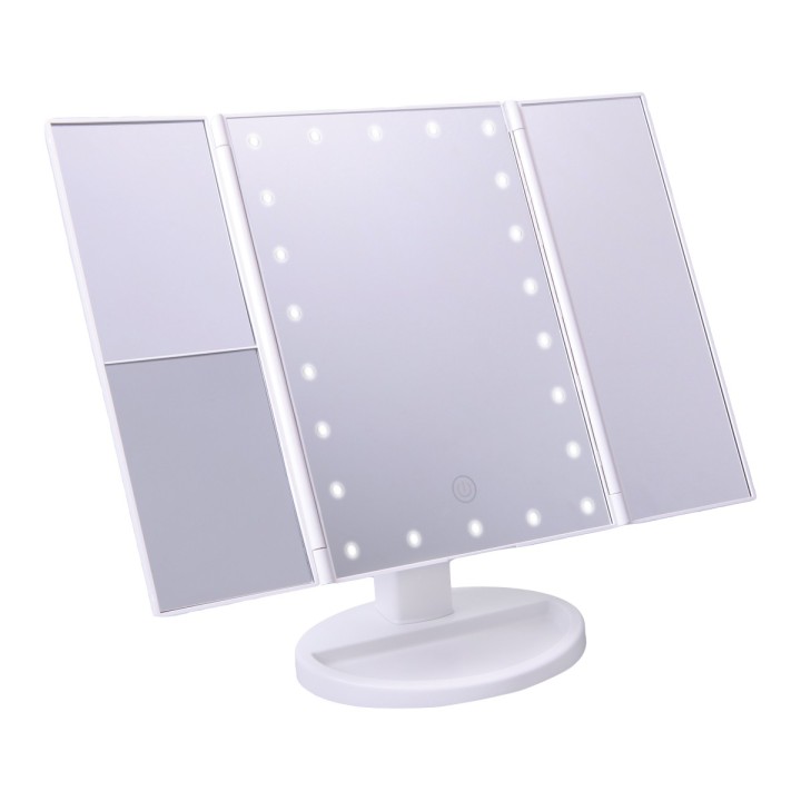 Espejo De Maquillaje Plegable Con Luz LED Y Aumento 1X/2X/3X JOCCA