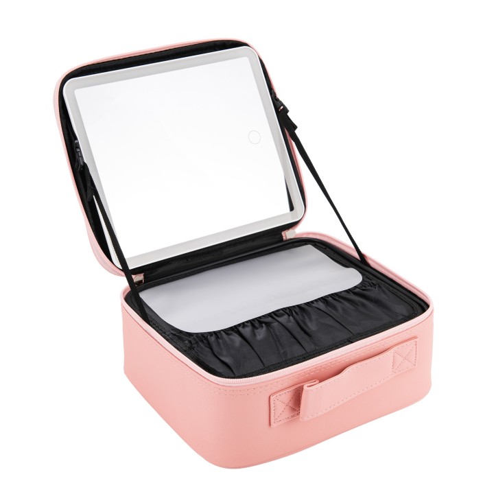 Maleta de maquiagem com laptop portátil recarregável jocca rosa