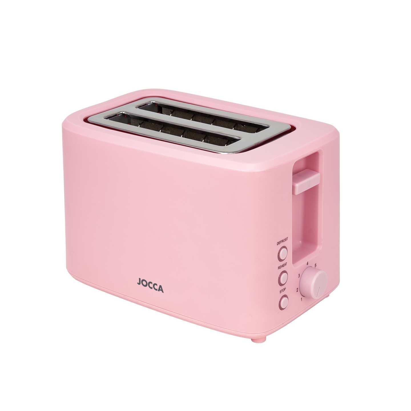 Rosa Toaster 2 Scheiben mit 7 Ebenen und Funktionen Tauen und Wiedererwärmung | Jocca