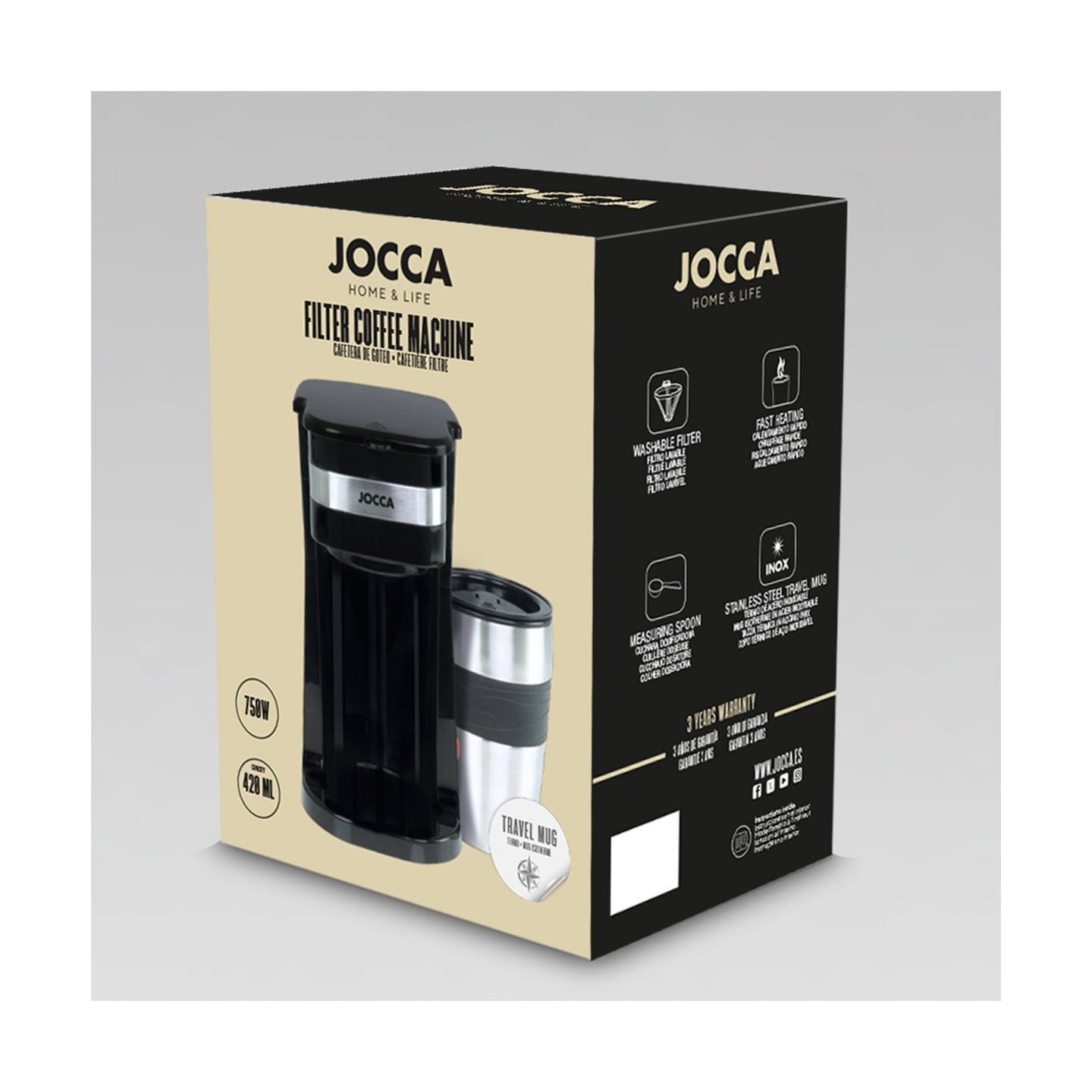 Individual drip coffee machine with thermos and travel mug 420ml | Jocca