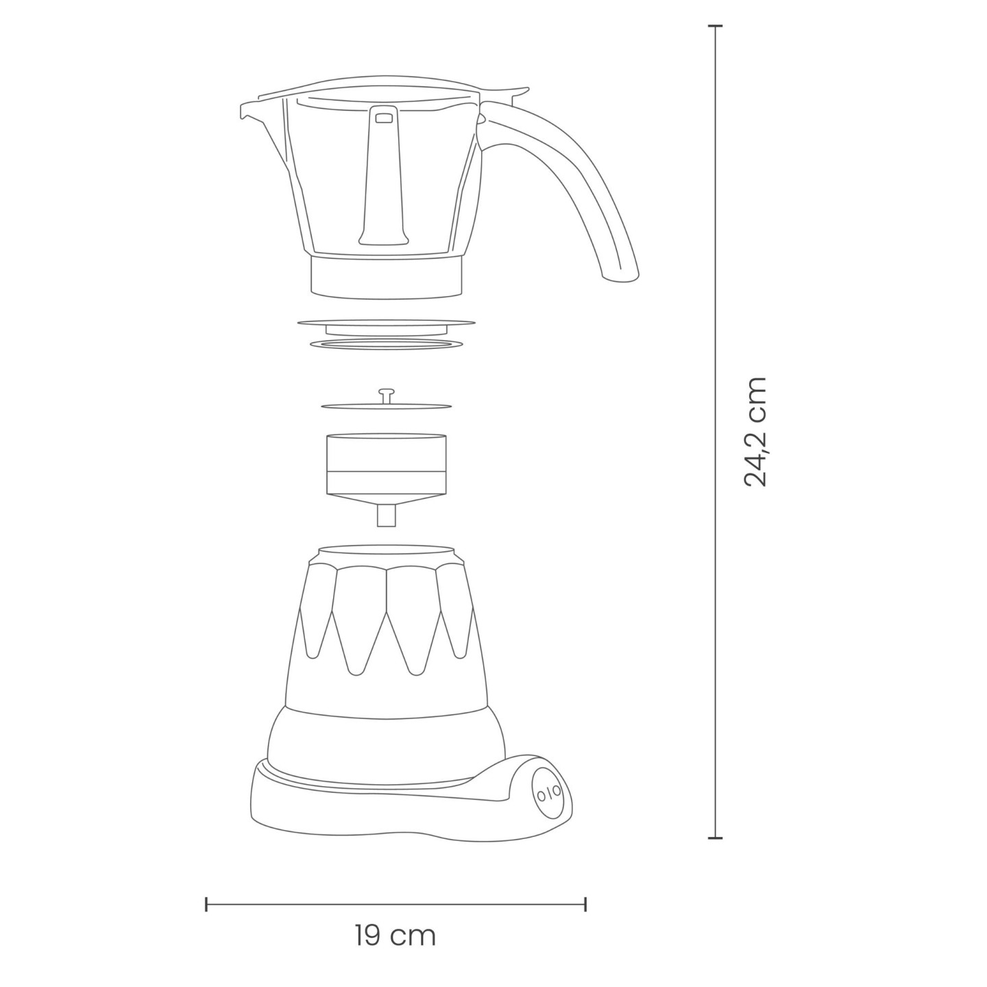 Caffettiera italiana elettrica 6 tazze con base rotante a 360 ° e brocca senza fili | Jocca