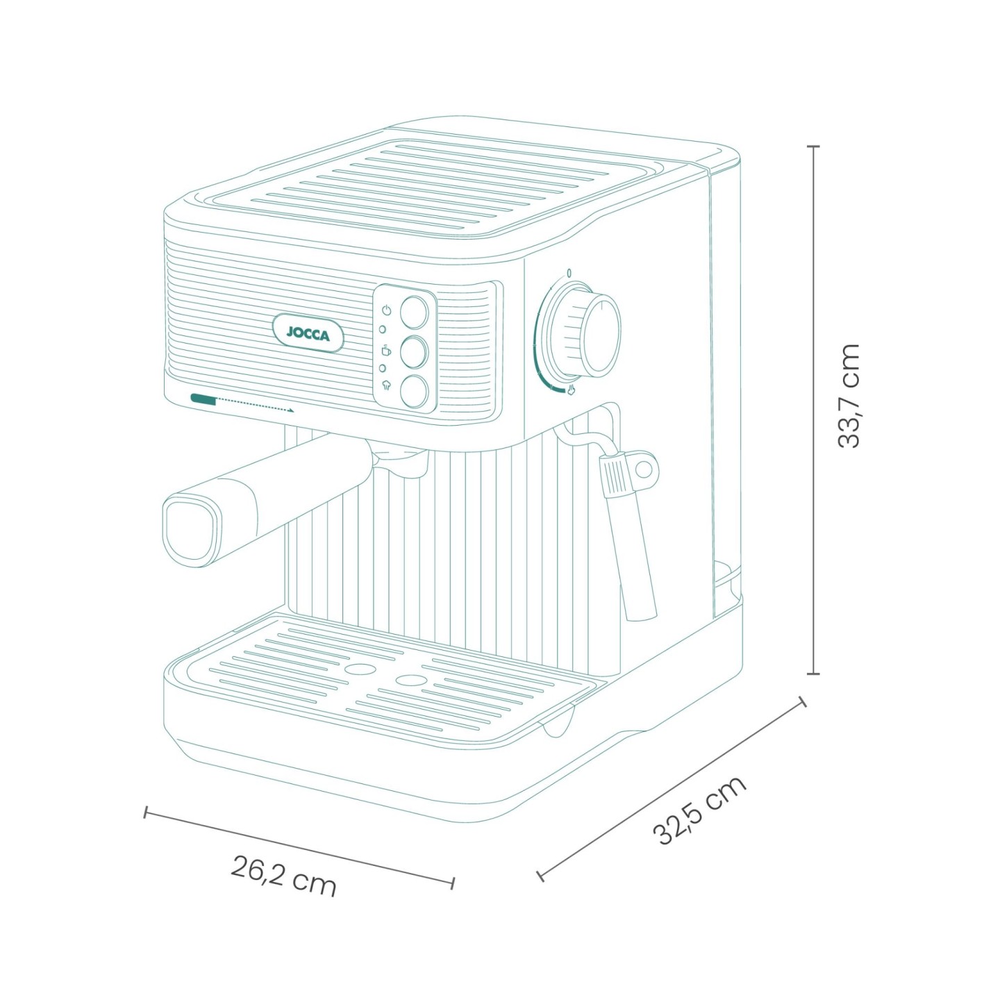 Espresso coffee maker 20 bars with vaporizer and deposit 1,8L | Jocca