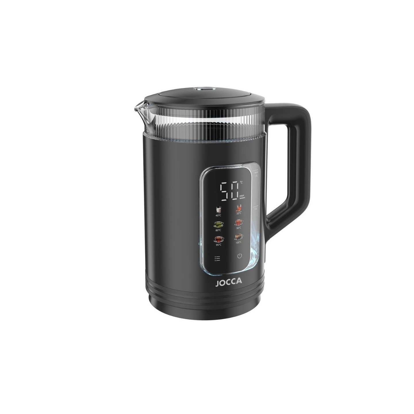 Chaleira elétrica Toque fácil 1.5L com luz e tela de toque | Jocca
