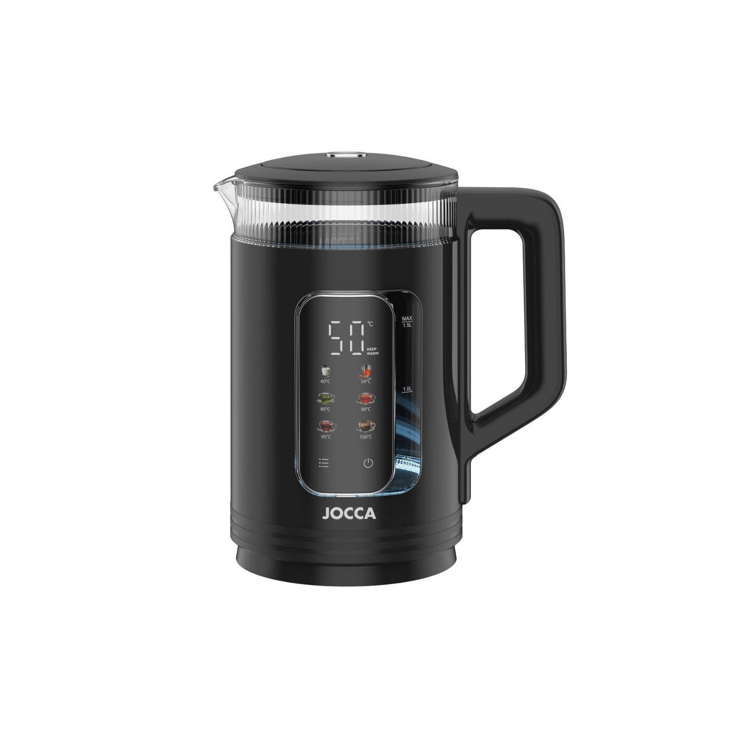 Chaleira elétrica Toque fácil 1.5L com luz e tela de toque | Jocca