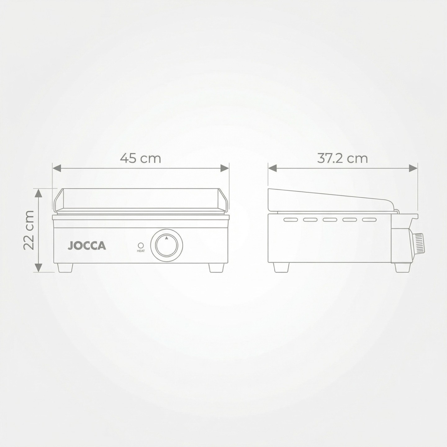 Placa de aço inoxidável de 1700W com temperatura ajustável e bandeja de pick-up | Jocca