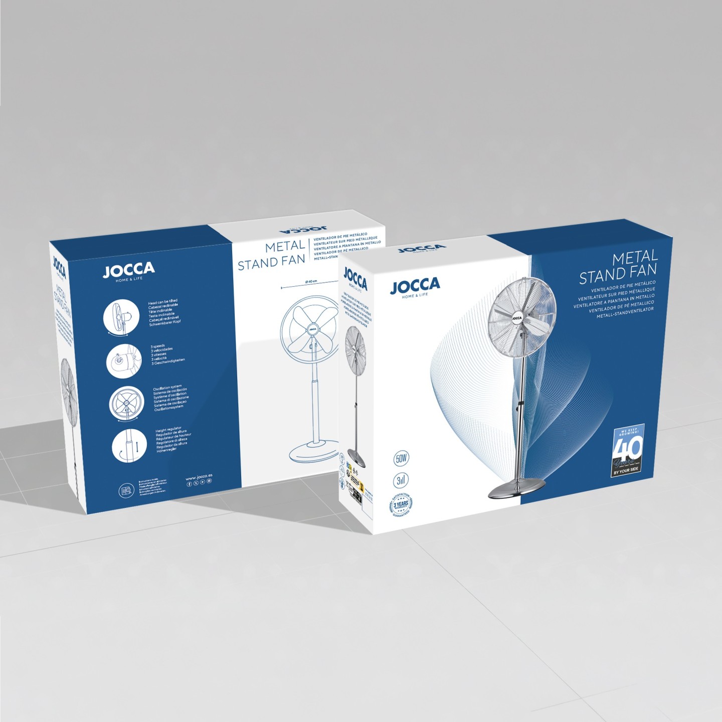 Ventilador de Pie Cromado 40 cm 3 Velocidades | JOCCA