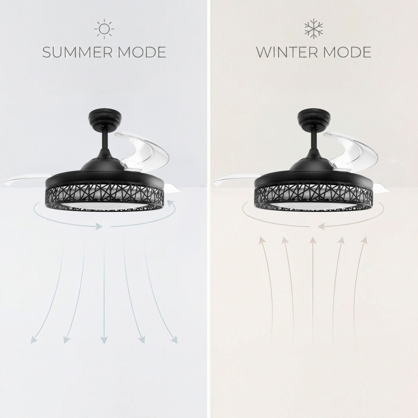 Ventilador de telhado com lâminas leves e retráteis jocca