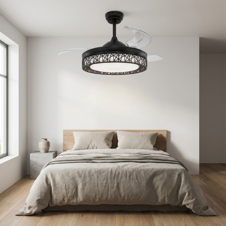 Ventilador de techo con luz y aspas retráctiles JOCCA