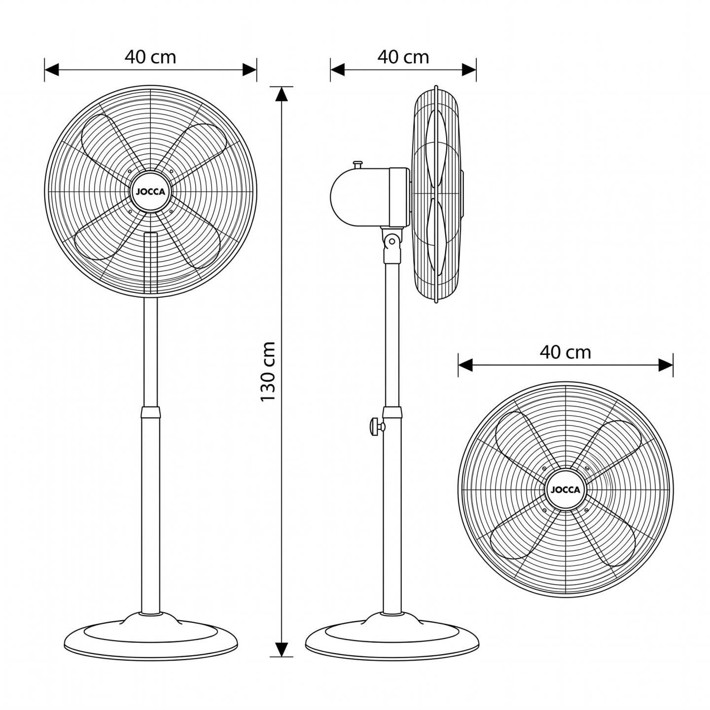Ventilador de Pie Cromado 40 cm 3 Velocidades | JOCCA