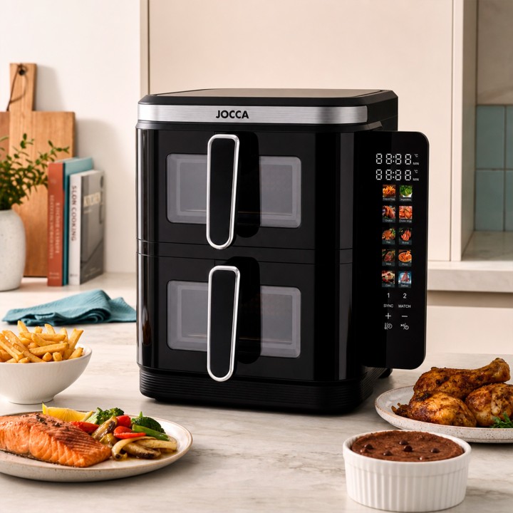 Friteuse d'air à double hauteur avec fenêtre avec une capacité de 11l | Jocca