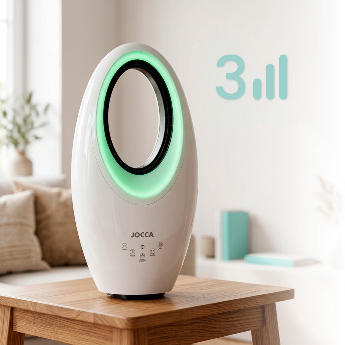 JOCCA - Ventilador Sin Aspas 60W Luz LED | Silencioso, con Mando