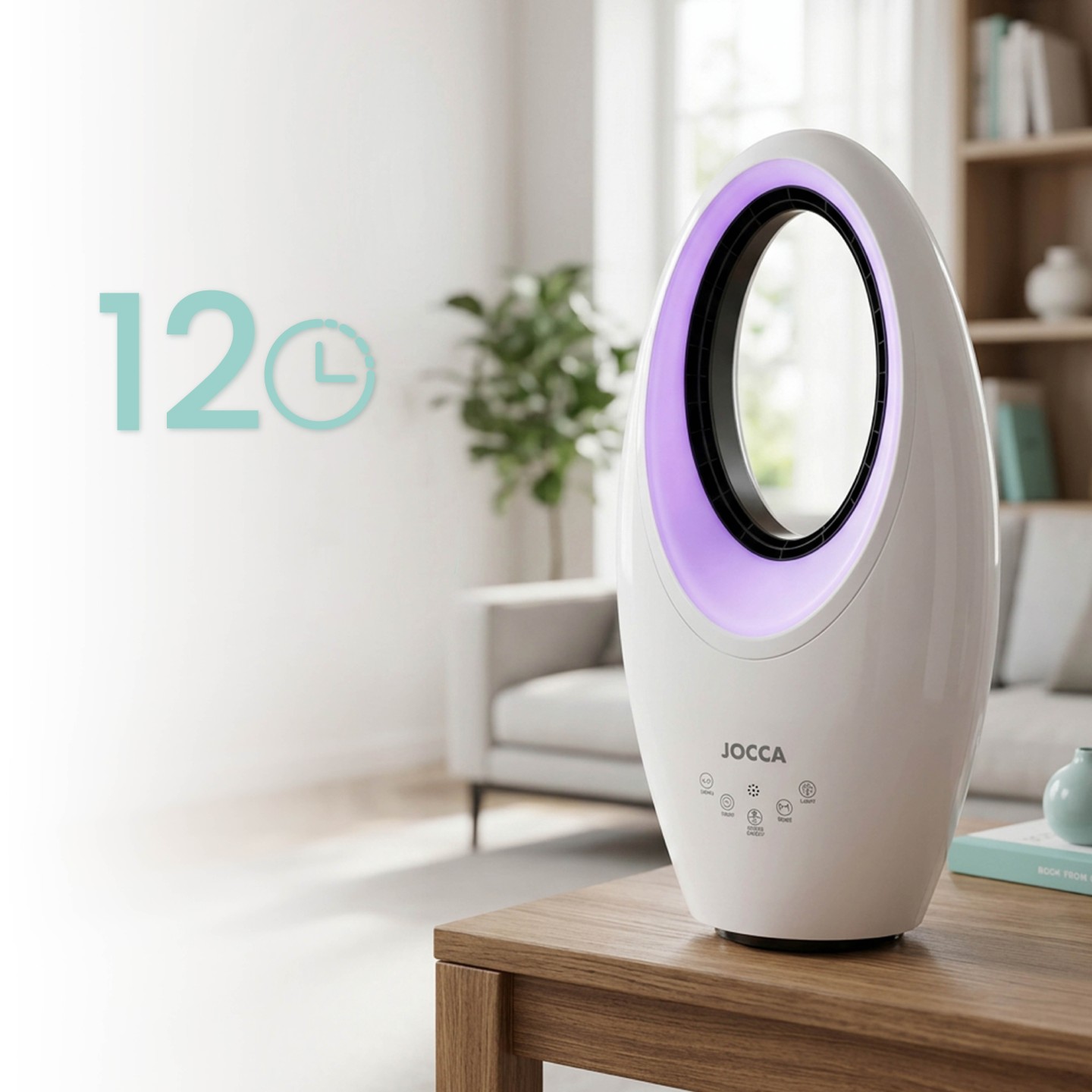JOCCA - Ventilador Sin Aspas 60W Luz LED | Silencioso, con Mando