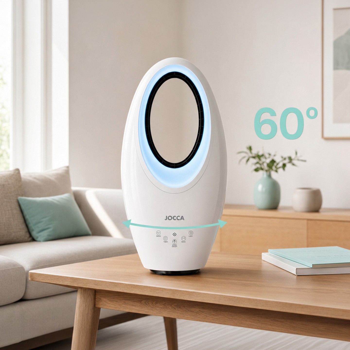 JOCCA - Fan sans aspas 60W LED Light | Silencieux, avec commande