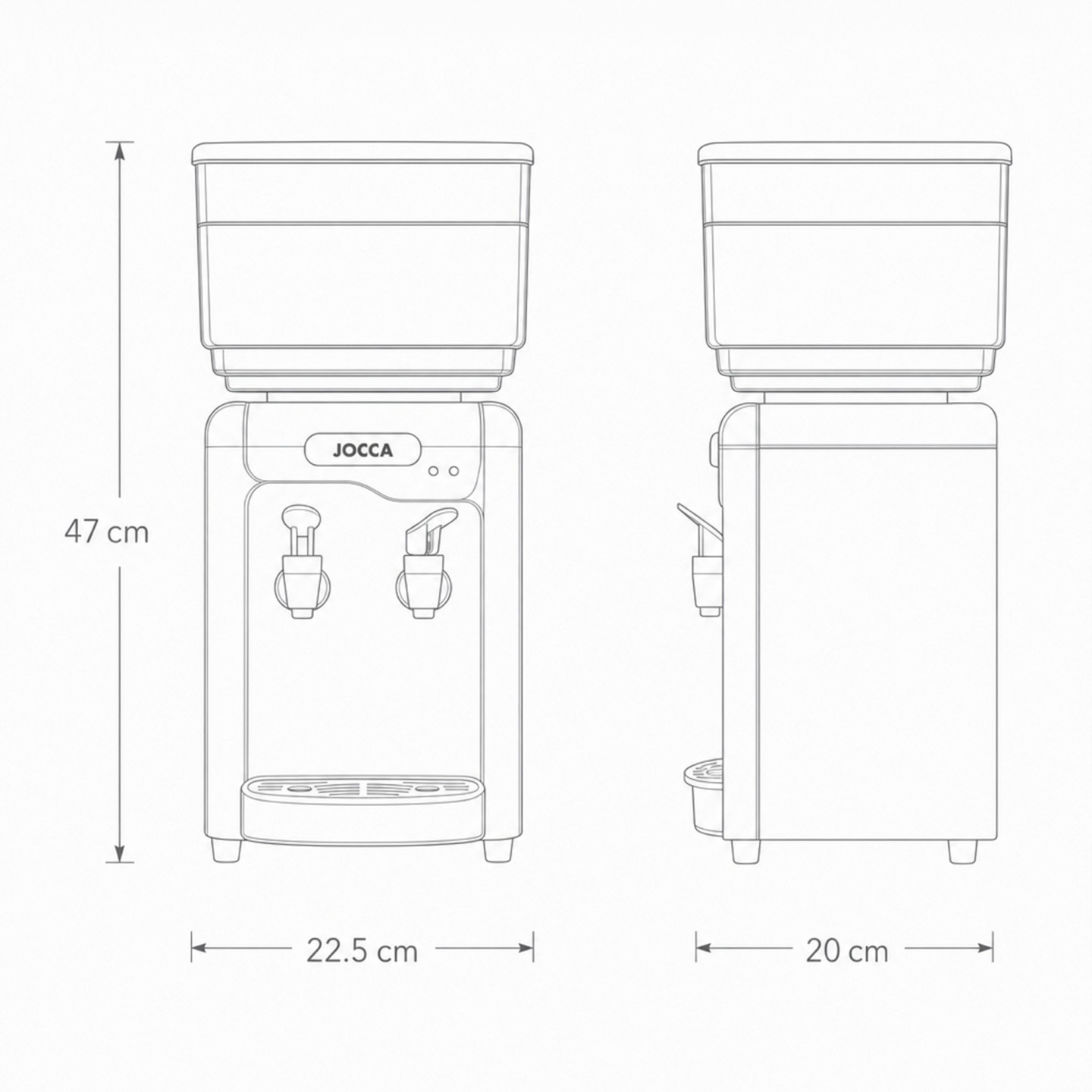 Dispensador de Agua Jocca 7L | Agua Fría y del Tiempo con Doble Grifo