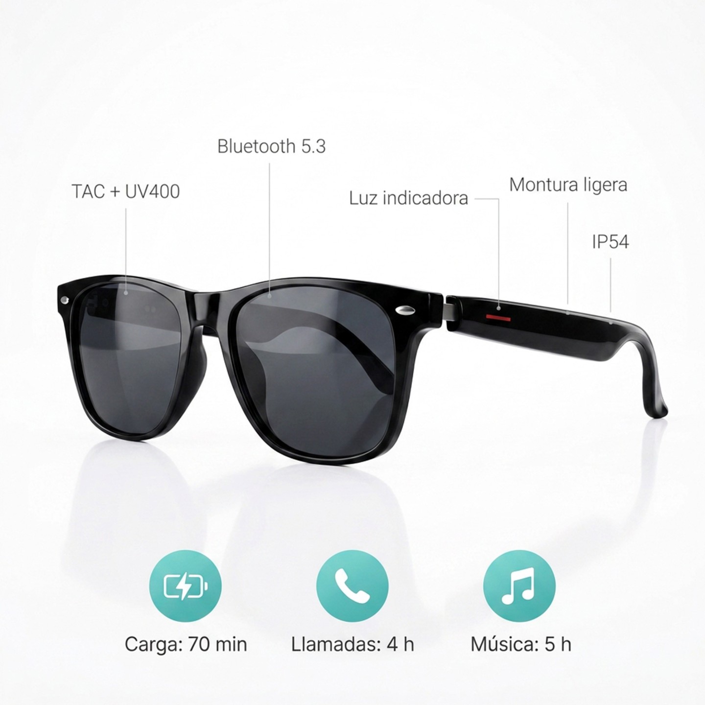 JOCCA - Lunettes de soleil Bluetooth polarisées | Contrôle tactile