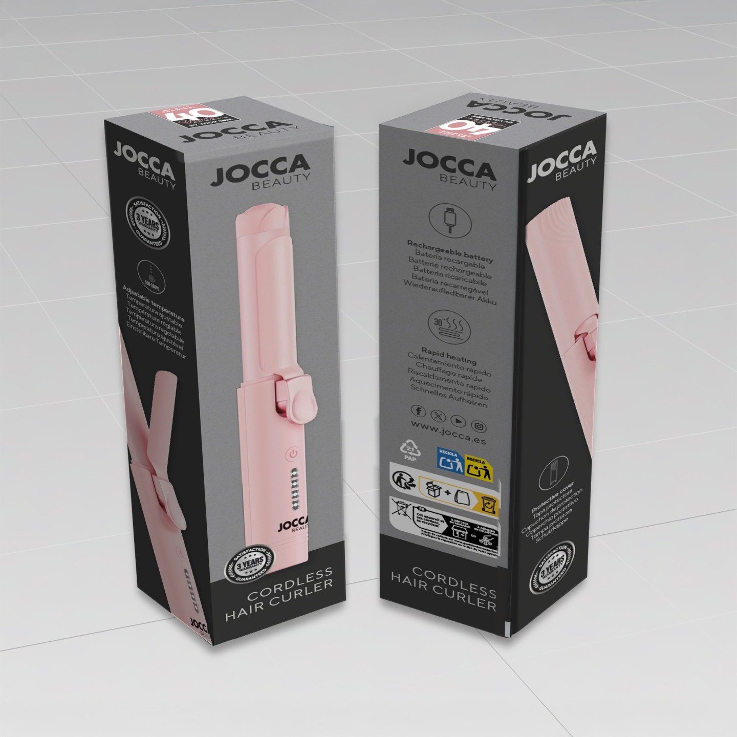 Encrespler de cabelo sem fio portátil cor-de-rosa do cabelo | Jocca