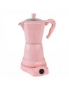 Bollitore da caffè italiano rosa elettrico 6 tazze con base rotante e mantengono calda jocca