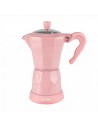Rosa elektrische italienische Kaffeemaschine 6 Tassen mit rotierender Basis und halten Sie warme Jocca