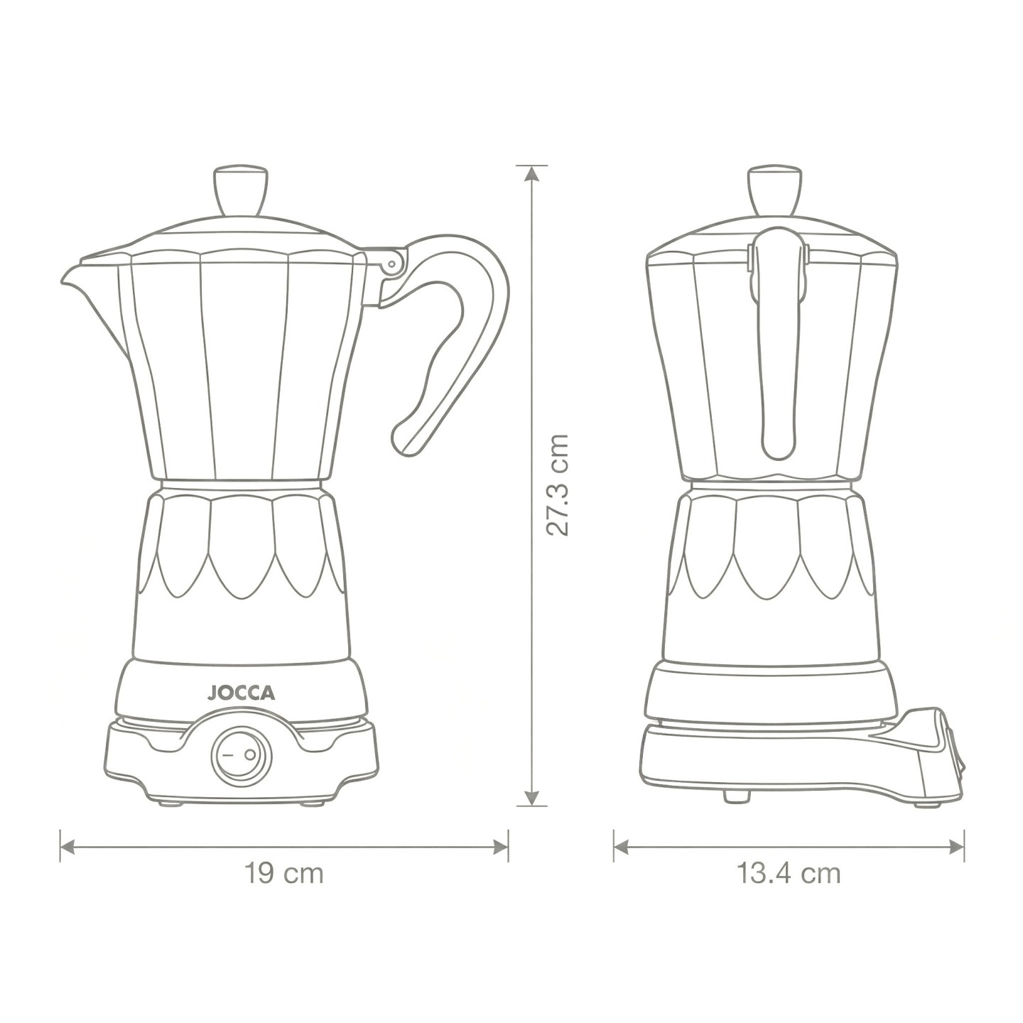 Rosa elektrische italienische Kaffeemaschine 6 Tassen mit rotierender Basis und halten Sie warme Jocca