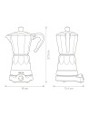 Máquina de café italiana elétrica rosa 6 xícaras com base rotativa e manter jocca quente
