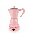 Rosa elektrische italienische Kaffeemaschine 6 Tassen mit rotierender Basis und halten Sie warme Jocca