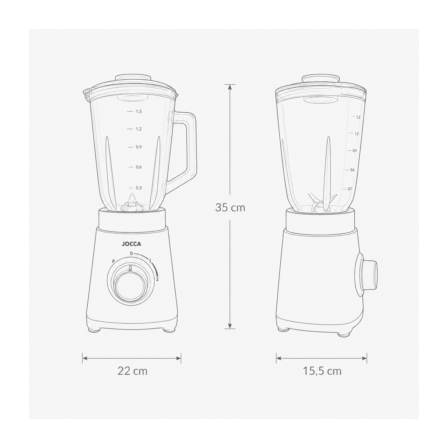 ▷ Batidor with glass glass glass and stainless steel base Jocca