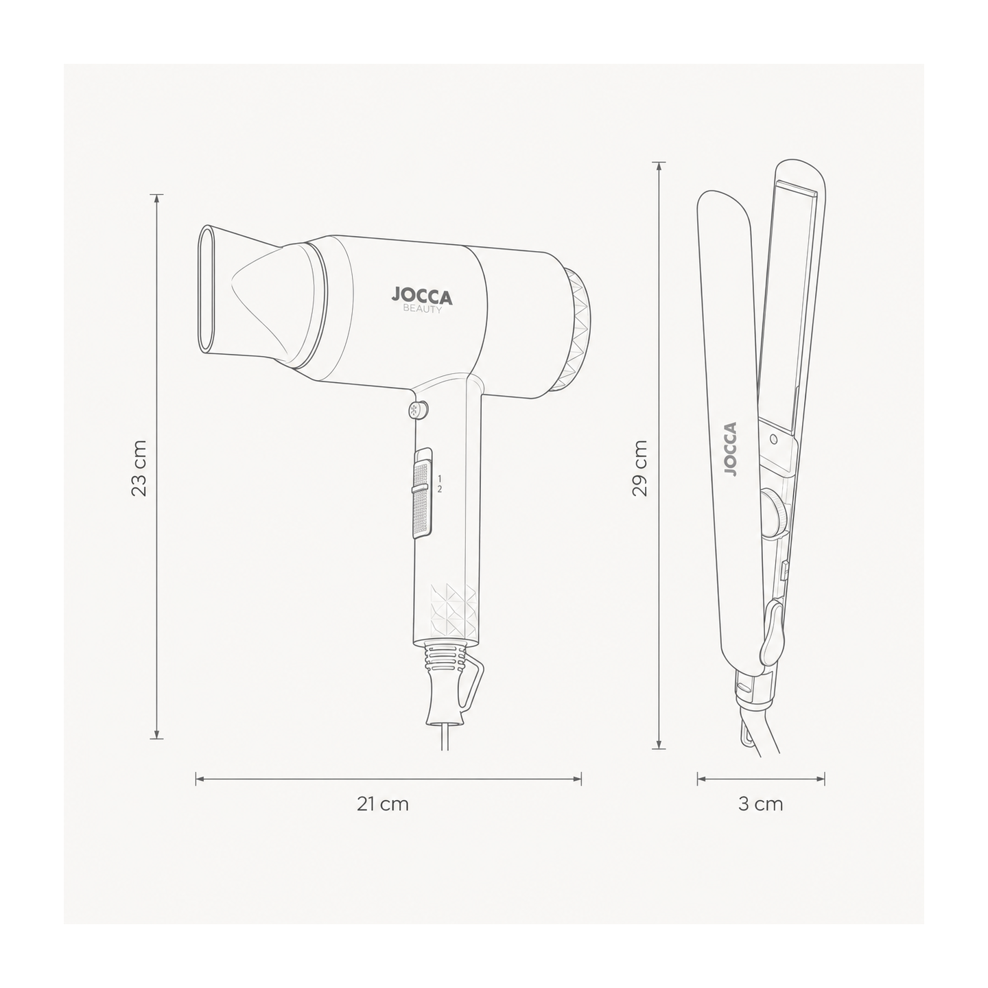 Set Hair Dryer 2200W and Hair Iron 45W JOCCA