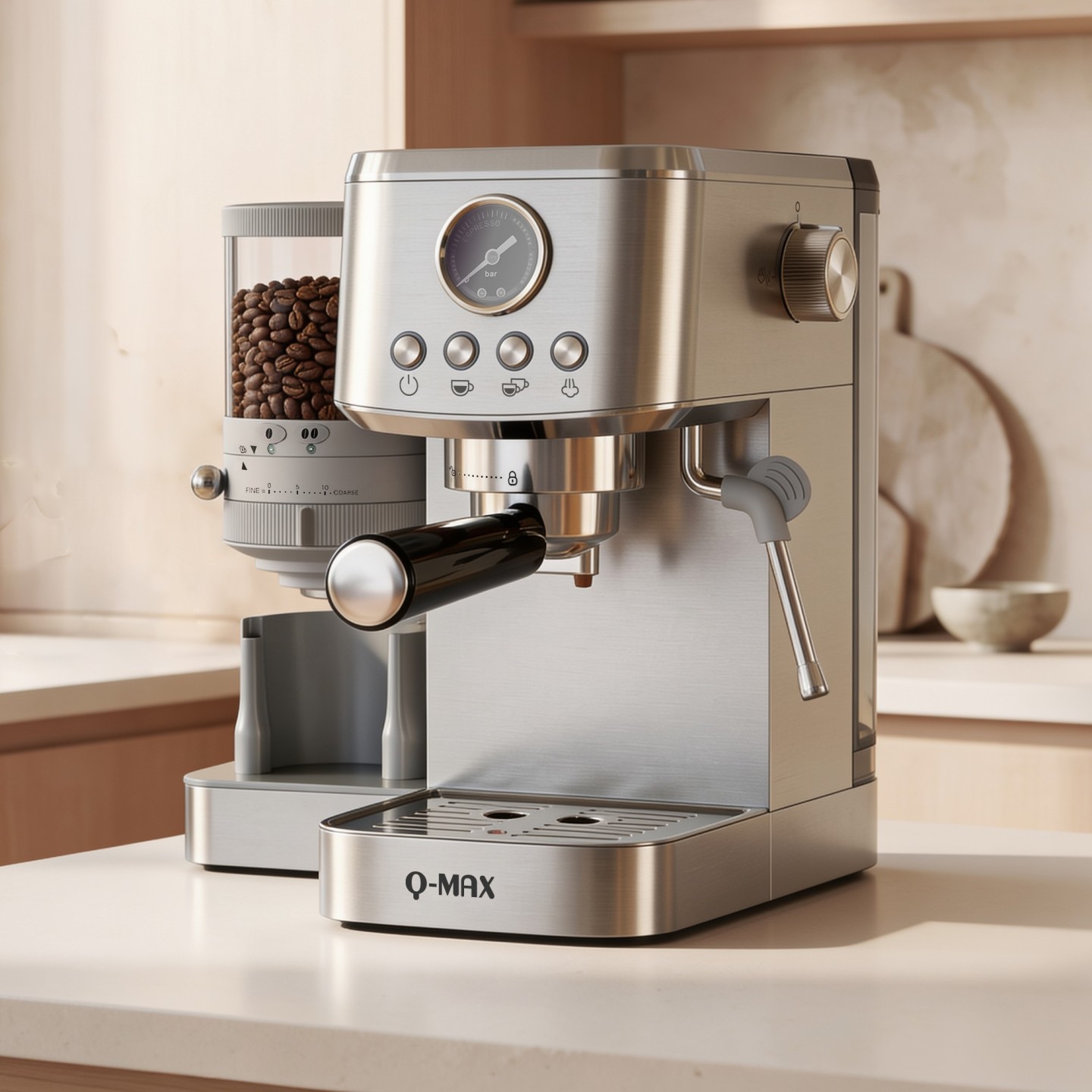 Semiautomatic coffee machine with chromed 20bar grinder | Jocca