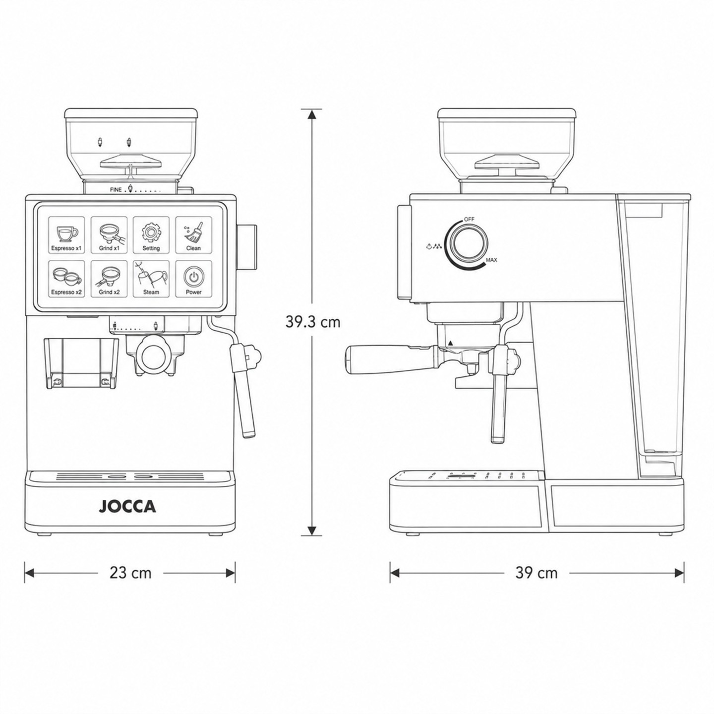 Halbautomatischer Espresso-Kaffee 20 bar leicht anrufen | Jocca