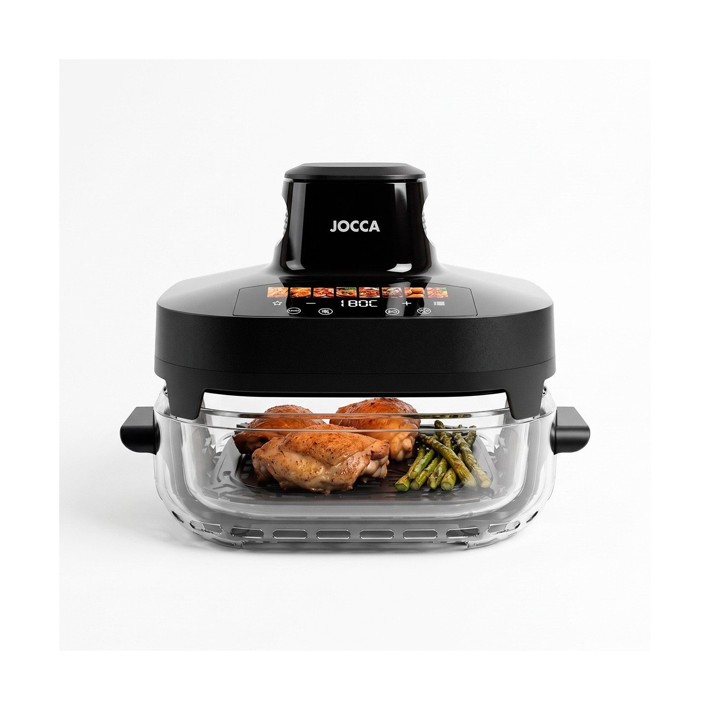 Friteuse d'air de verre avec 2 cuvettes 4L + 6L | Jocca