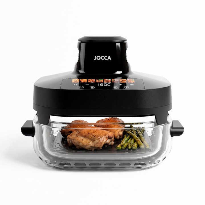 Friteuse d'air de verre avec 2 cuvettes 4L + 6L | Jocca