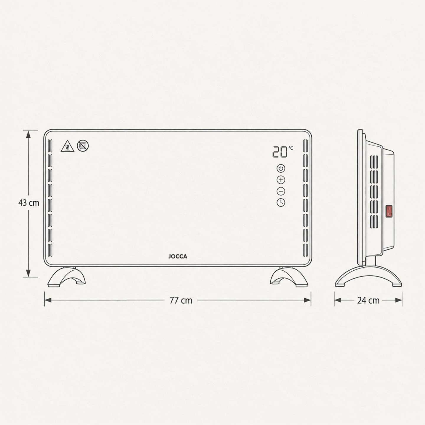 CONVECTOR ELÉCTRICO DE VIDRIO TEMPLADO 2000 W CON MANDO A DISTANCIA