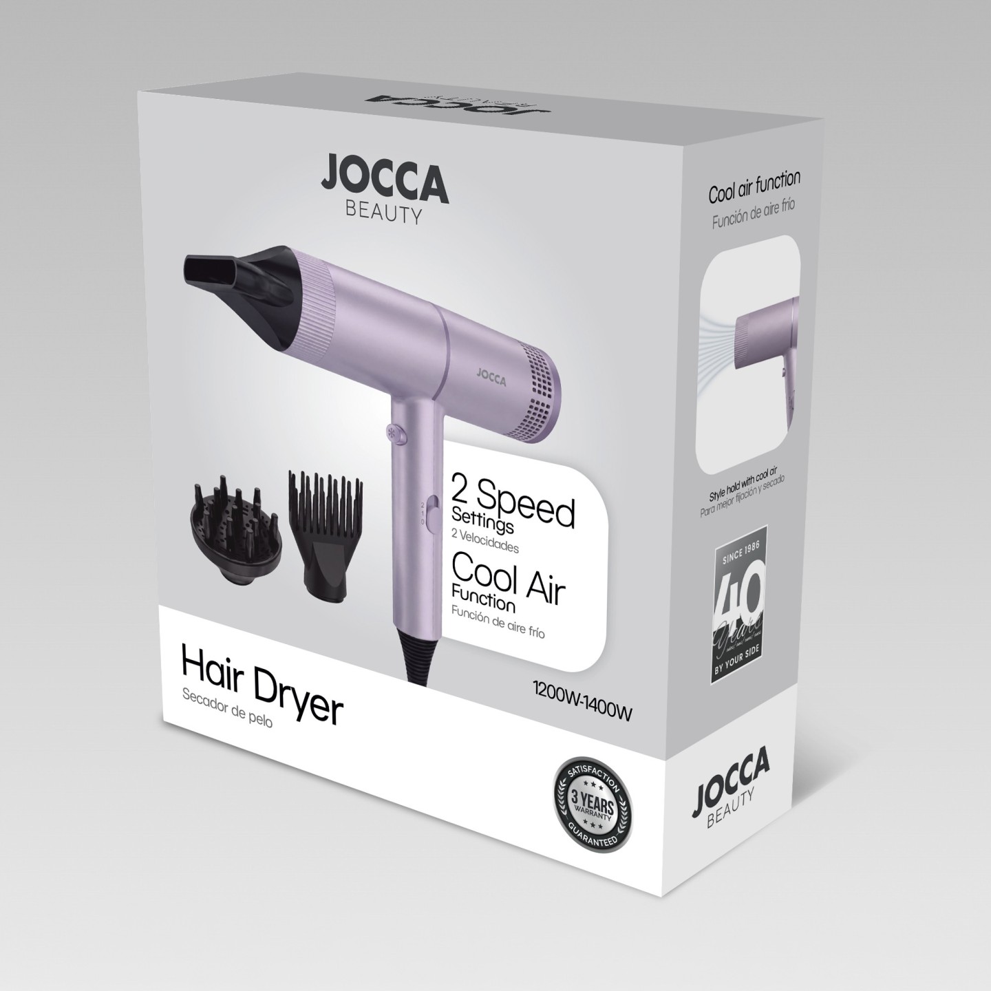 Secador de Pelo con Difusor, Peine y Aire Frío | JOCCA