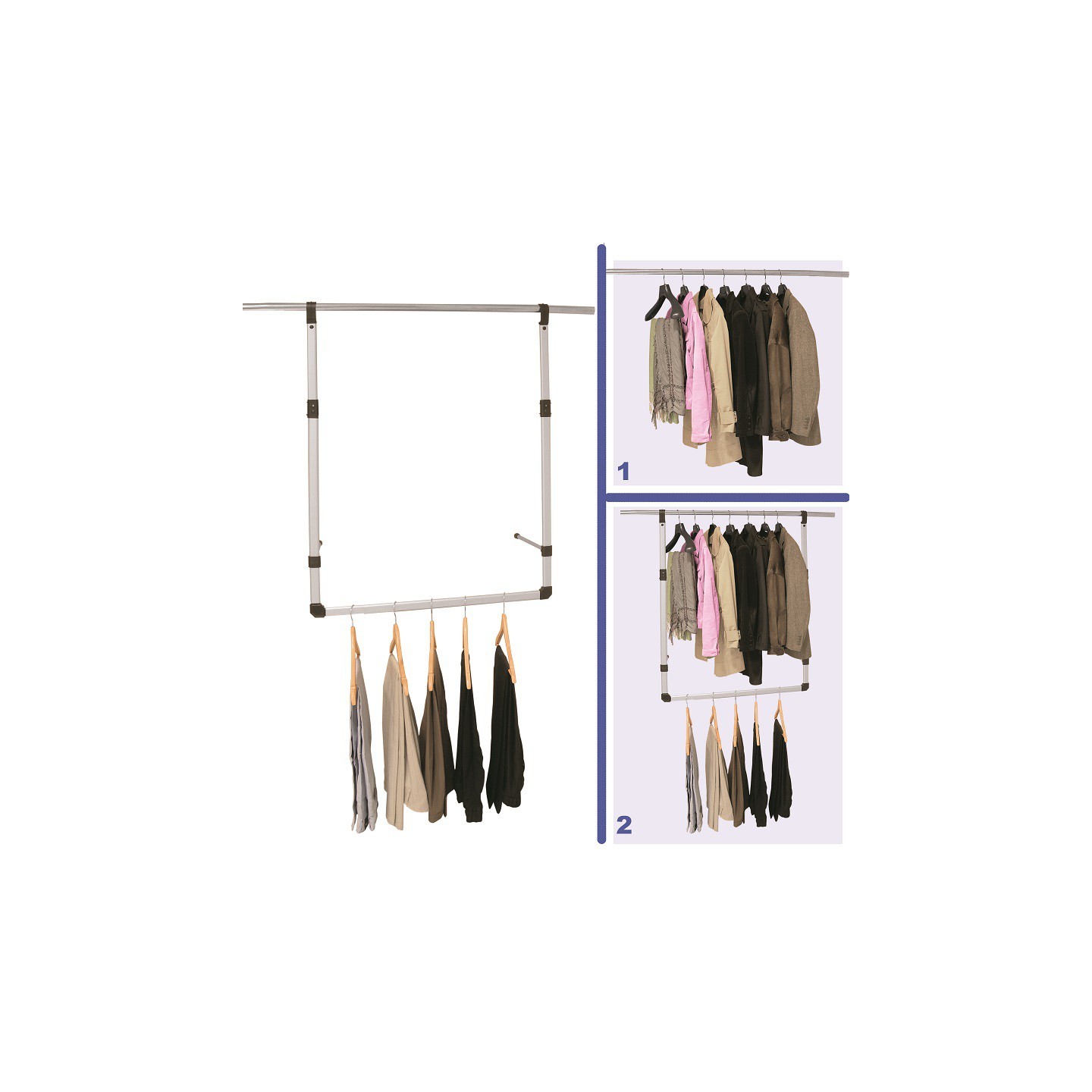 Barra colgador de perchas extraible Jocca, colgador de ropa, colgadores para armarios, ordenacion, organizacion, accesorios para