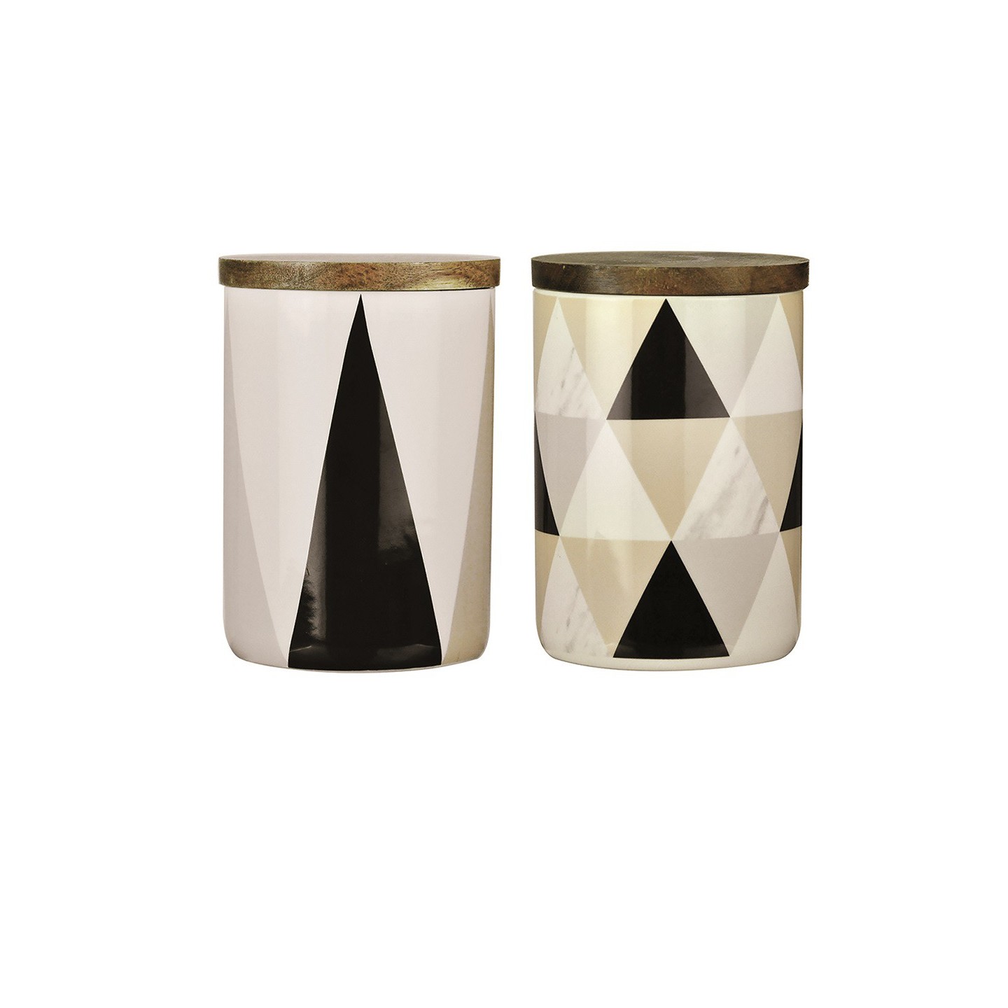 SET DE 2 RECIPIENTES DE PORCELANA Y TAPA DE ACACIA - MODELOS SURTIDOS
