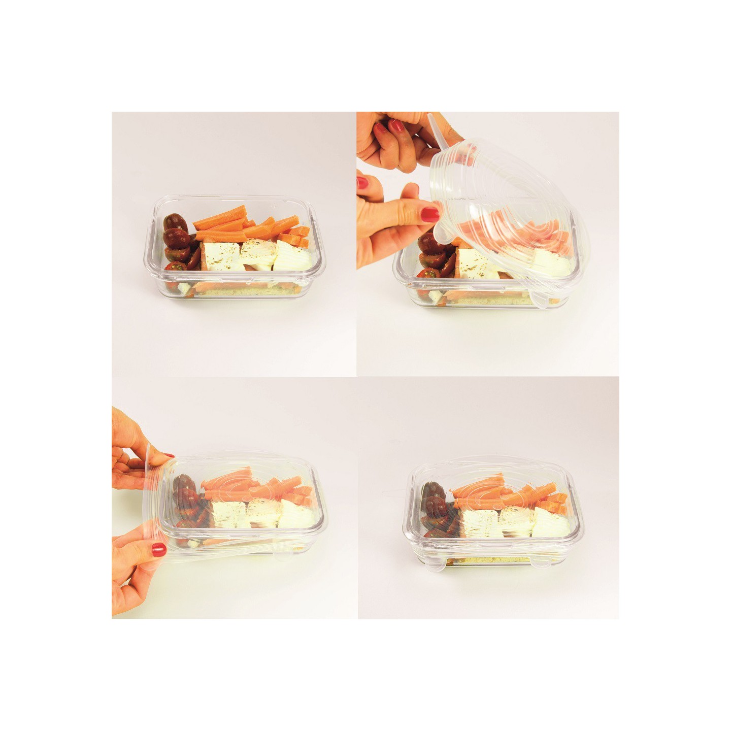 RECIPIENTES CON TAPAS DE COLORES (7UDS)