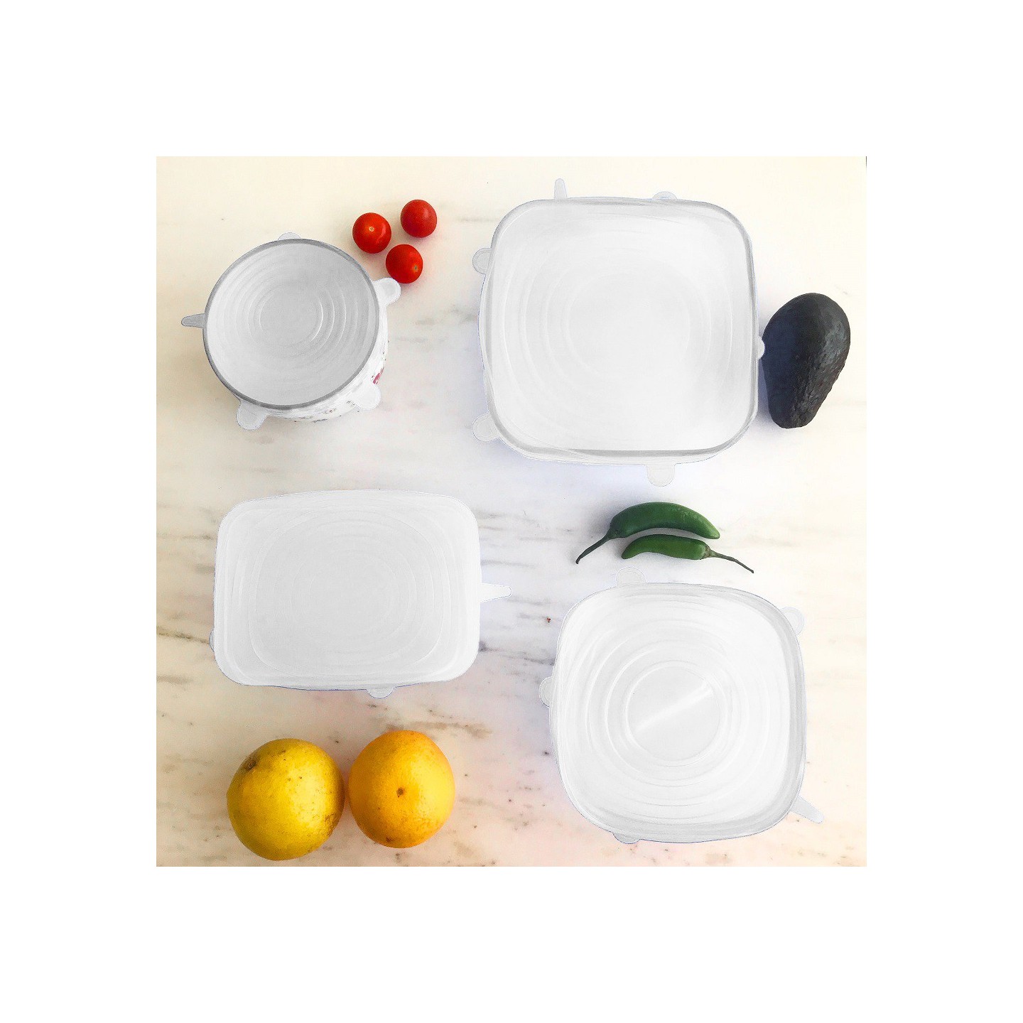 RECIPIENTES CON TAPAS DE COLORES (7UDS)