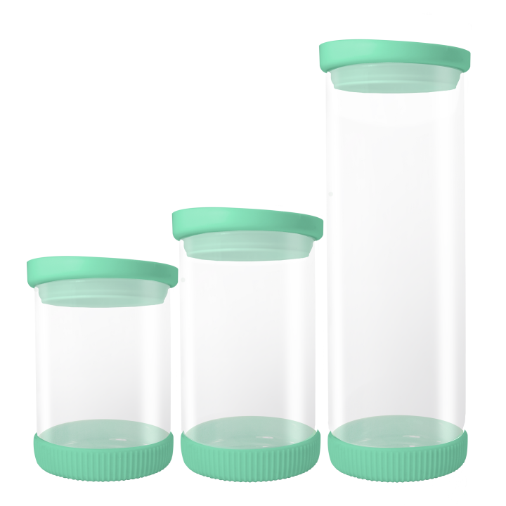 ▷ Set 3 botes de cristal con silicona Jocca